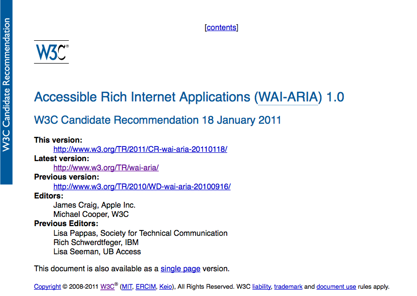 Accessible Rich Internet Applications (WAI-ARIA) 1.0